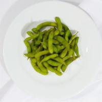 Edamame · Young soy beans, still in the pod: boiled and sprinkled with salt.