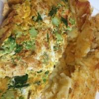 Protein Omelette · Chicken breast, broccoli, spinach, provolone cheese.