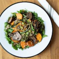 Umami Bowl · brown rice & black lentil, carrot, asparagus, kale, mushroom, ginger-miso, sesame, togarashi...