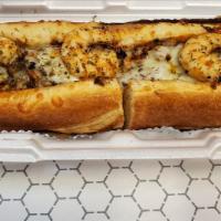 Shrimp & Salmon Cheesesteak · Salmon Cheesesteak + 4 shrimps Served with peppers, onions chipotle aioli sauce and Monterre...