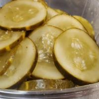 Pickle · Sliced Dill pickles.