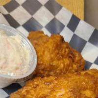 Honey Dipped Fried Chicken · Served with a butter roll, french fries, and your choice of side salad or cole slaw.