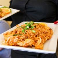 Pad Thai · Recommended. Gluten free. The most famous Thai noodle dish! Stir fried thin rice noodles wit...