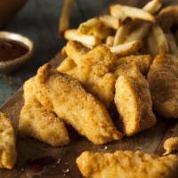 Chicken Tenders With Mumbo Bbq Sauce · Deep fried breaded tenders with a tangy sweet BBQ sauce.