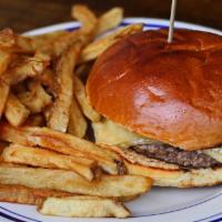 Kids Proper Cheeseburger · One patty burger, gouda cheese, brioche bun, and French fries. Intended for persons aged twe...