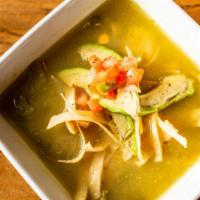 Chicken Tortilla Soup · House made tortilla soup with pulled chicken, black beans, corn and peppers with avocado and...