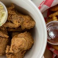 12 Piece Fried Chicken · 3 each of breast, thigh, drum & wing. Breaded & fried to order. Served with fries & homemade...