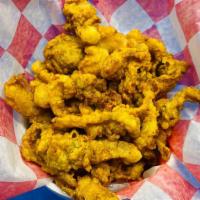 Cup O' Bellies · Fresh Whole Belly Clams breaded and fried to order with a side of homemade tartar sauce and ...