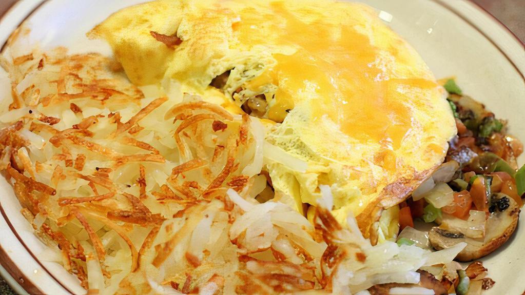 Western Omelet · Ham, onions, bell pepper and cheddar cheese.
