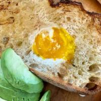 Toad In The Hole · Local Egg from Like A Mustard Seed Farm, Nord Bread Toast, EVOO, Sea Salt.  Add an avocado f...