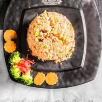 Japanese Fried Rice · Charsiu, fish cake, egg, scallions.