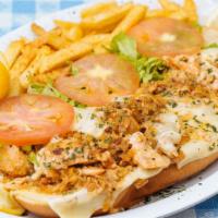 Salmon Cheesesteak (16 Oz.) · Fresh, never frozen, wild-caught salmon filleted on the premises, grilled and sautéed with m...