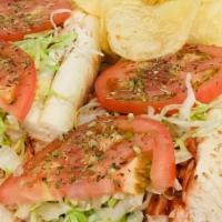 Hot Barbecue Chicken Hoagie · Hot chicken marinated and sauteed in barbecue sauce. Choice of: american, provolone, swiss o...