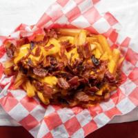 Bacon Cheddar Fries · Cheddar cheese sauce with bacon bits.