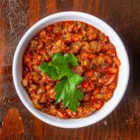 Spicy Vegetable Dip (Ezme) · Fresh tomatoes, peppers, onions, parsley, crushed walnuts, lemon, peppers, garlic and olive ...