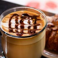 Caffe Mocha · Espresso, Dark Chocolate Sauce and milk of your choice.