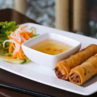 Spring Roll (Cha Gio) · Mixture of minced shrimp and pork rolled in a thin rice wrapper, deep fried until crispy.