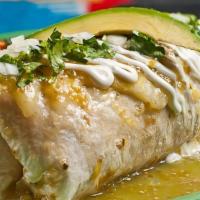 Jose'S Burritos · Your choice of beef, chicken or veggie burrito with beans, rice, guacamole, sour cream, lett...