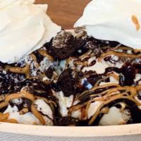 Peanut Butter Oreo Sundae · PB Cup and Cookies & Cream ice cream topped with hot fudge, peanut butter sauce, crushed Ore...