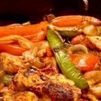 Chicken Fajita Wrap · Grilled chicken fajitas with (onions, bell peppers) on a flour tortilla with sour cream, che...