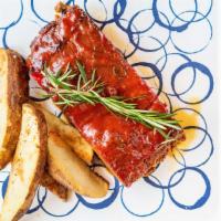 Beef Meatloaf (Df, Gf) · Ground Beef, Red Peppers, Green Peppers, Onions, Eggs, Ketchup, Potato Wedges
