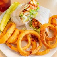 Buffalo Chicken Wrap · Fried or grilled with ranch or blue cheese, lettuce a tomato.