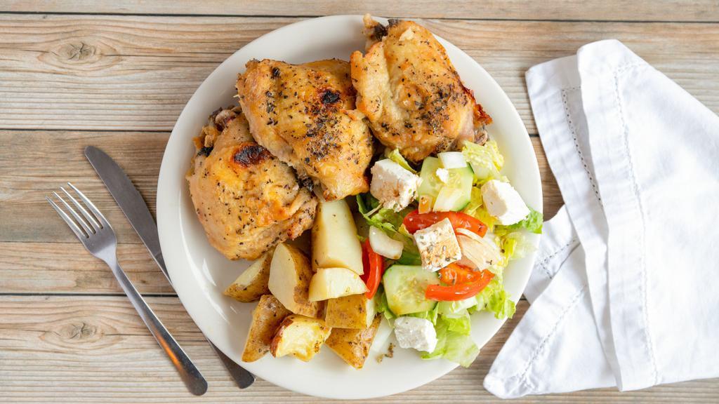Lemon Chicken · Roasted chicken thighs & potatoes in lemony sauce