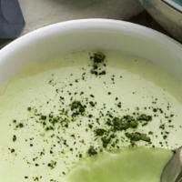 Green Tea Panna Cotta · Green tea matcha, coconut milk. Vegan.