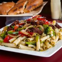 Pasta Primavera · Broccoli, roasted red peppers, spinach, onions and eggplant with red sauce or scampi sauce. ...