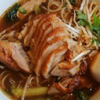 Duck Noodle Soup · New. Thai style noodle soup with sliced duck, watercress, scallions, and cilantro.