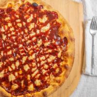 Chicken Bbq Pizza · Chicken, a Blend of Cheeses, and BBQ Sauce.