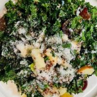 Kale & Quinoa Salad · Baby Kale, Granny Smith Apples, Red Grapes, Shaved Parmesan, Green Apple Vinaigrette