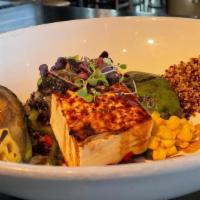 Marinated Grilled Tofu · Zucchini, Yellow squash, Grilled peppers, Grilled avocado