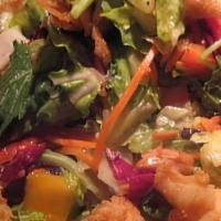 Shrimp Salad · Jumbo shrimp tossed in an old bay seasoning and mixed with paprika mayo with yellow mustard ...