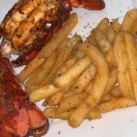 Baked Lobster Tail With Fries · 2 Baked lobster tail with french fries, Seasoned in our Seafu Dry Rub