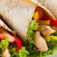Chicken Stir Fry Wrap · Grilled chicken, grilled mushrooms, onions, peppers, lettuce, tomatoes & mayo