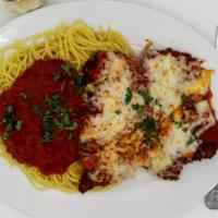 Chicken Parmesan · Without pasta.