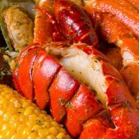 Crab Cove Feast · Two lb snow crab legs, two lobster tails, two lb shrimp, one dozen middle neck clams, one lb...