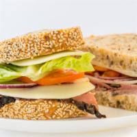 Roast Beef & Provolone · Sliced roast beef, red onions (temporarily out), romaine lettuce, tomato, provolone cheese, ...