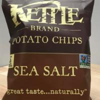 Kettle Chips · Sea Salt,
Honey Dijon, 
Salt & Pepper,
Salt & Vinegar &
New York Cheddar - SOLD OUT
