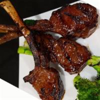 Lamb Chops · 3 pieces lamb chops; grilled and marinated in a sweet spicy sauce.