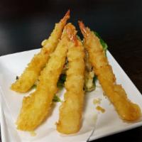 Shrimp Tempura · 4 pieces shrimps, 1 piece broccoli.