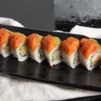 Tokai Roll · 8 pcs/roll - shrimp tempura &  cucumber roll; topped wguacamole, spicy tuna, tempura crunch,...