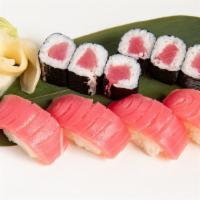 Tuna Boy · Fresh tuna roll, 4pcs tuna nigiri.
