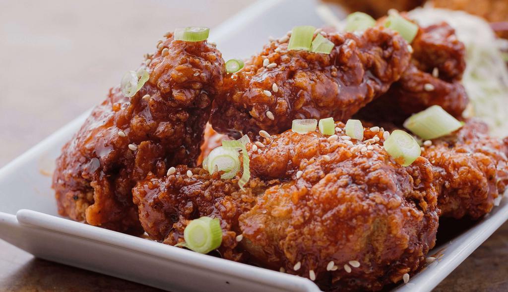 K-Town Wings · Casa battered chicken wings with your choice of Korean fire sauce, garlic soy sauce, or naked.