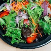 Green Salad · Harvest mix with red onions, carrots, and red sweet peppers.