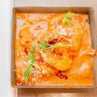 *Goan Shrimp Curry (Gf) · a silky aromatic coconut curry made with ginger, garlic, and cilantro