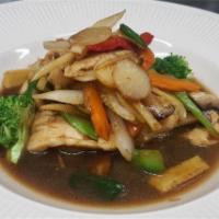 Ginger Sautéed Lunch · Wok stir-fried with fresh ginger, bell peppers, onions, broccoli, carrots, baby corn, celery...