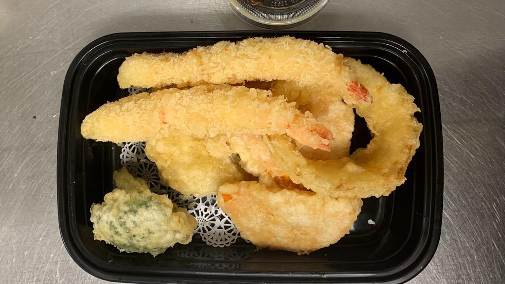 Assorted Tempura · Deep fried vegetables with shrimp.