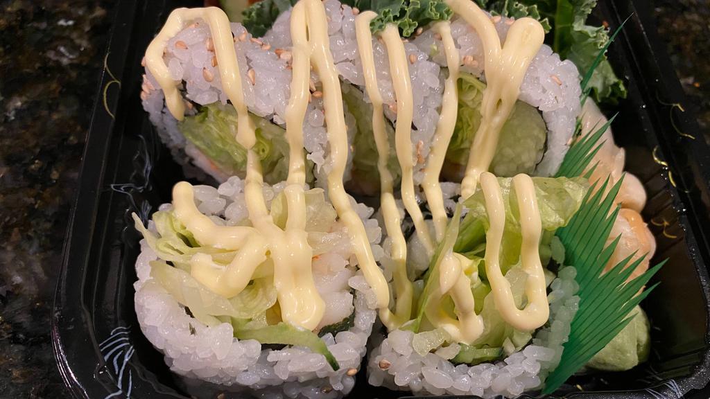 Boston Roll · Steamed Shrimp Ebi, cucumber, lettuce and mayo. Non-raw sushi.